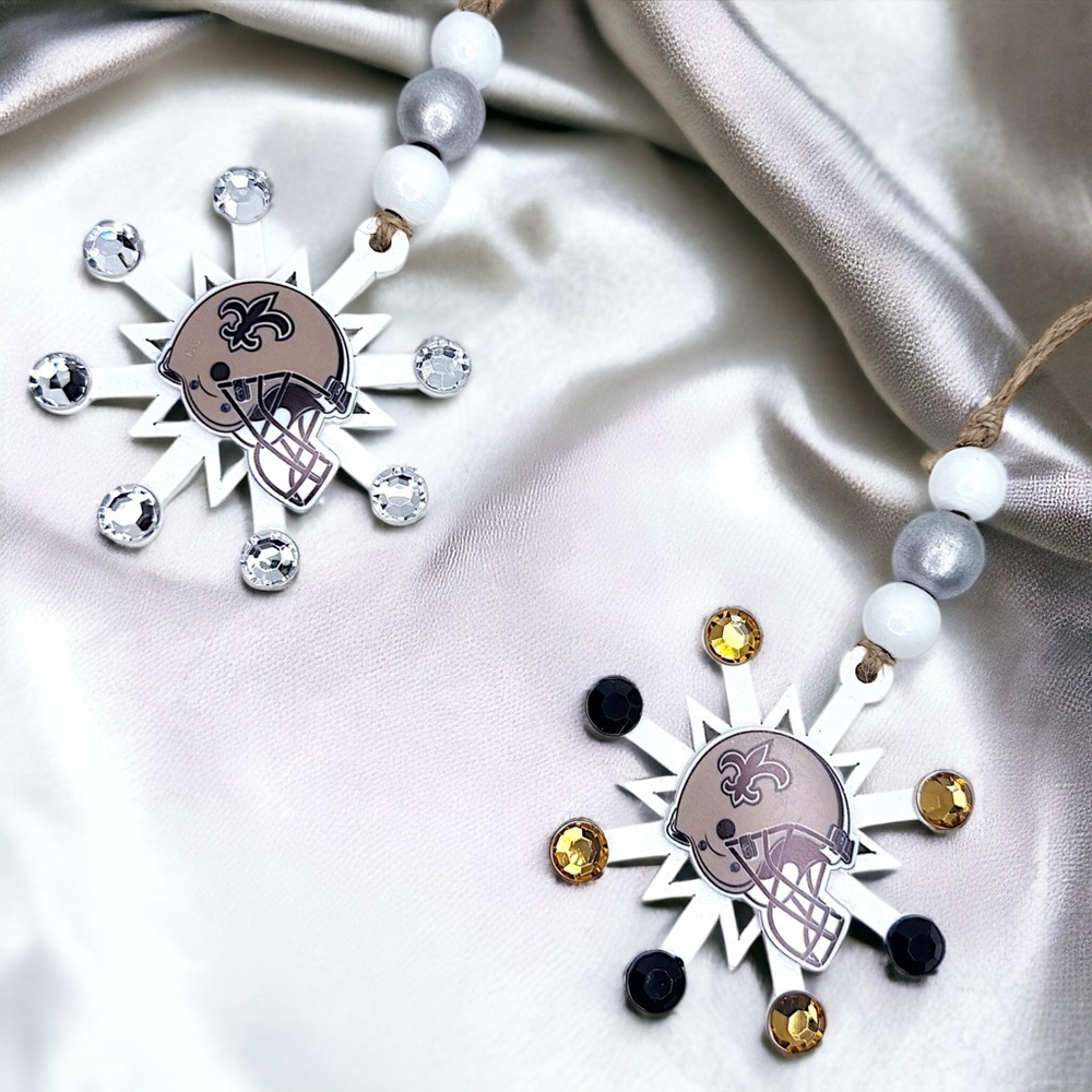 Saintsational Holiday Cheer: Handmade New Orleans Saints Snowflake Ornament! NEW - Picture 7 of 11